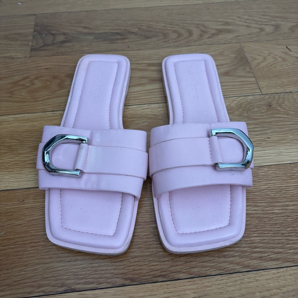 Charles & Keith Gabine Leather Slide Sandals
